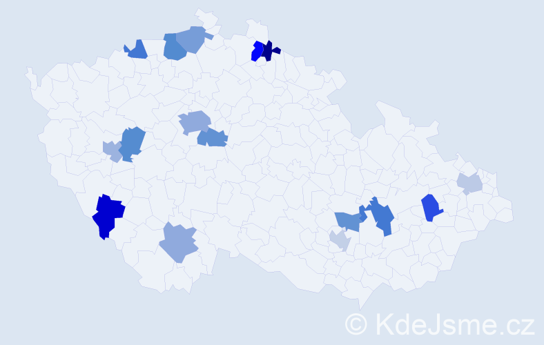 Jméno: 'Karola', počet výskytů 24 v celé ČR