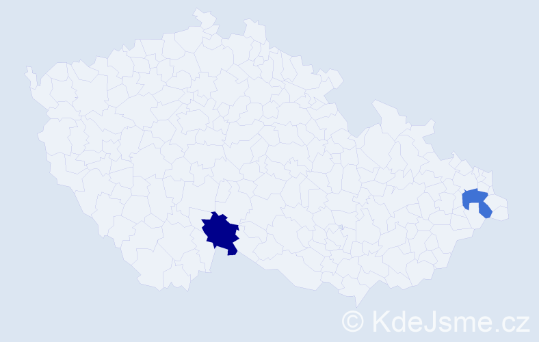 Jméno: 'Ejup', počet výskytů 2 v celé ČR