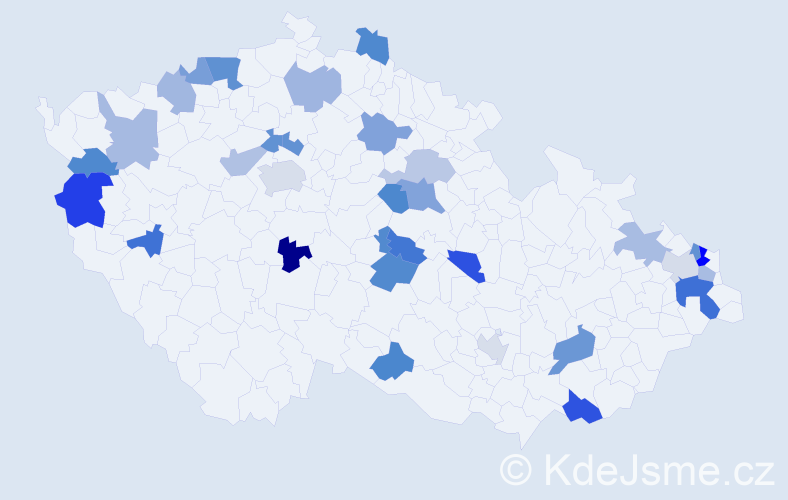 Jméno: 'Atila', počet výskytů 45 v celé ČR