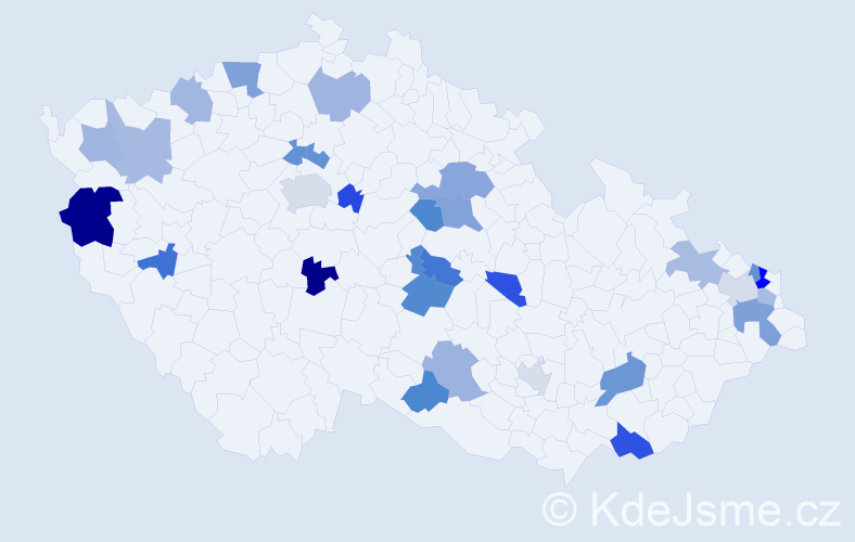 Jméno: 'Atila', počet výskytů 42 v celé ČR