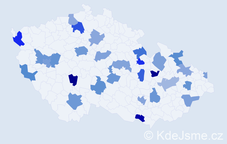 Jméno: 'Hana Marie', počet výskytů 46 v celé ČR