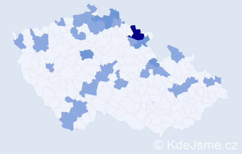 Jméno: 'Wladyslawa', počet výskytů 50 v celé ČR
