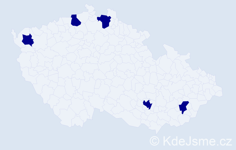 Jméno: 'Iván', počet výskytů 5 v celé ČR