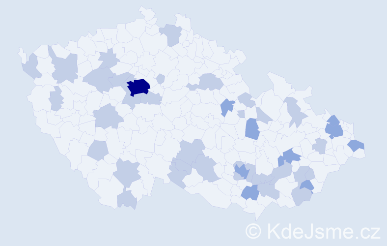 Jméno: 'Eliana', počet výskytů 62 v celé ČR