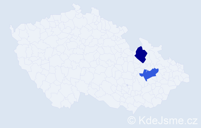 Jméno: 'Theodosis', počet výskytů 2 v celé ČR