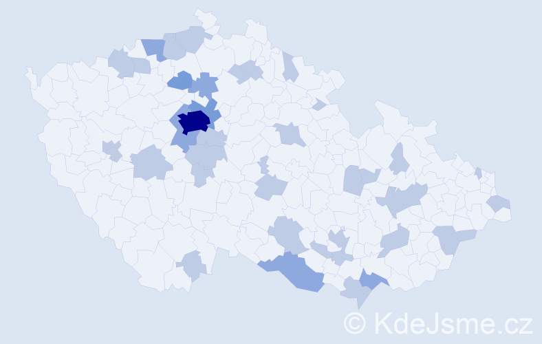 Jméno: 'Klementina', počet výskytů 55 v celé ČR