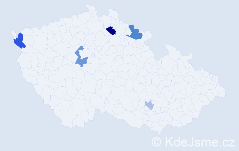 Jméno: 'Adeline', počet výskytů 5 v celé ČR