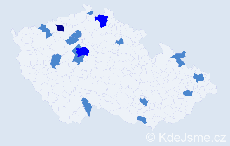Jméno: 'Olinka', počet výskytů 20 v celé ČR