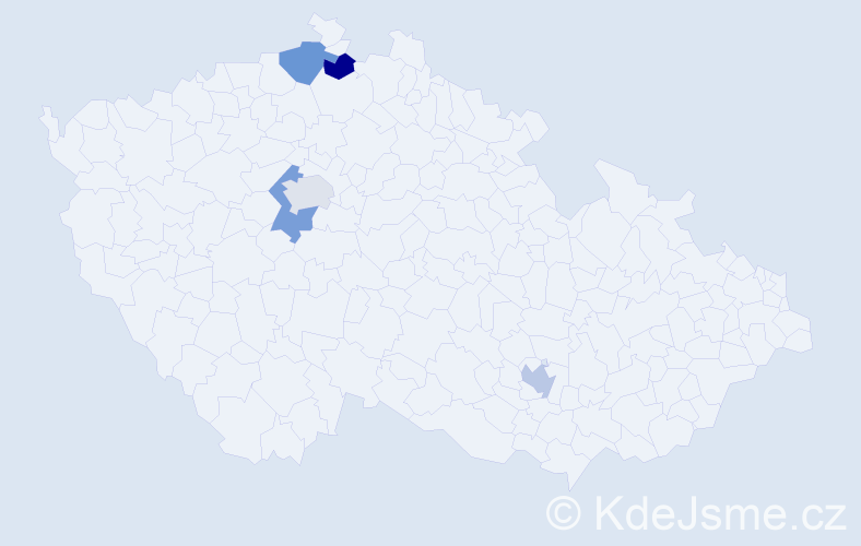 Jméno: 'Tiep', počet výskytů 5 v celé ČR
