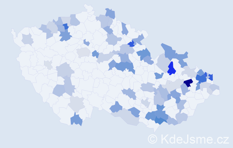 Jméno: 'Justína', počet výskytů 131 v celé ČR