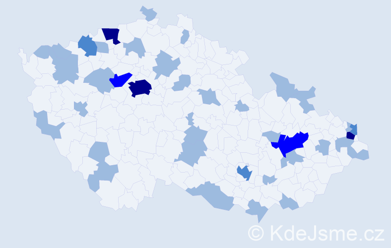 Jméno: 'Valentína', počet výskytů 54 v celé ČR