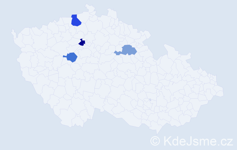 Jméno: 'Dane', počet výskytů 5 v celé ČR