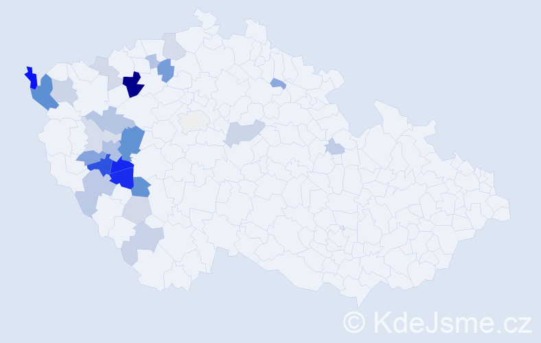 Jméno: 'Ventel', počet výskytů 72 v celé ČR