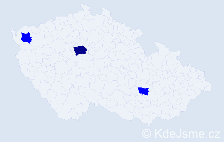 Jméno: 'Kyra', počet výskytů 4 v celé ČR