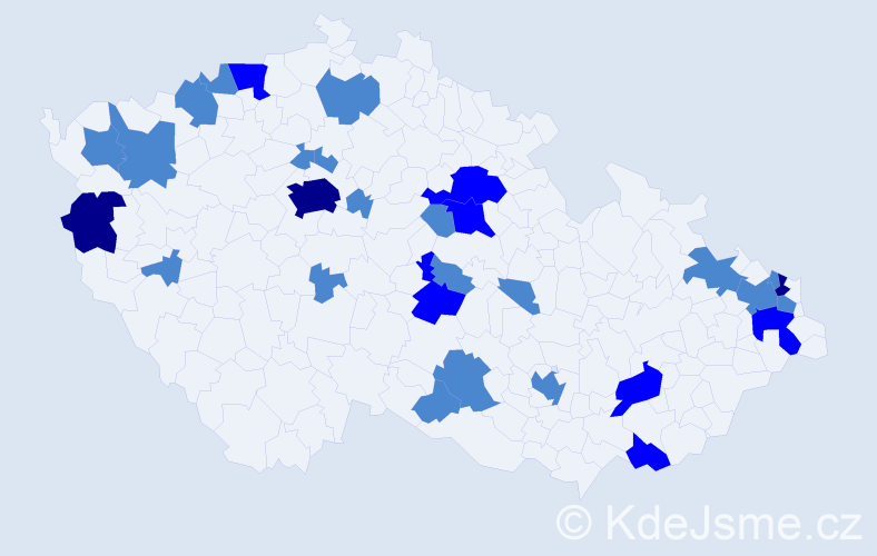 Jméno: 'Atila', počet výskytů 43 v celé ČR