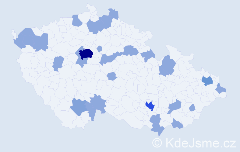 Jméno: 'Adam Jan', počet výskytů 45 v celé ČR