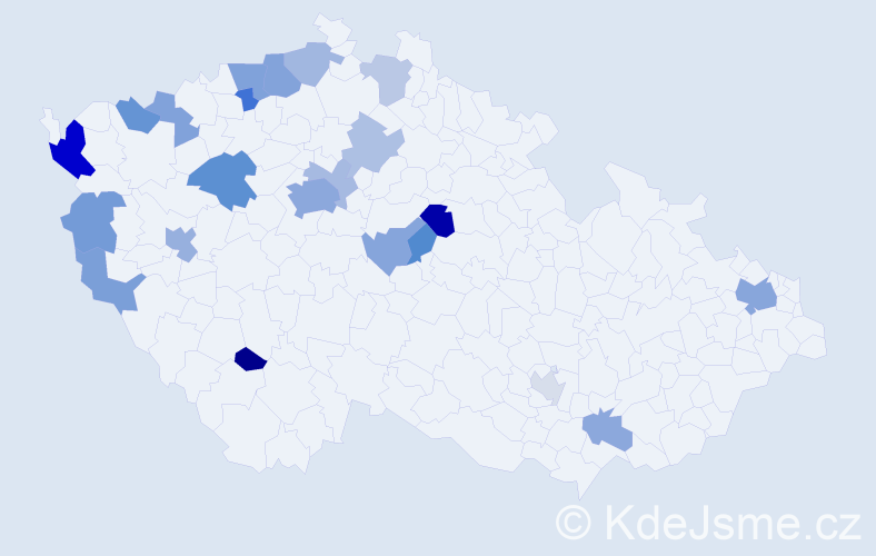 Jméno: 'Thi Ngan', počet výskytů 44 v celé ČR