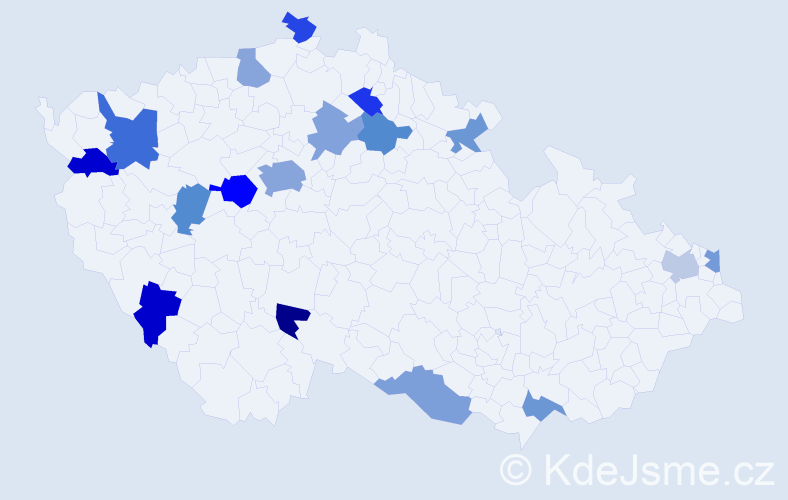 Jméno: 'Kašpar', počet výskytů 25 v celé ČR