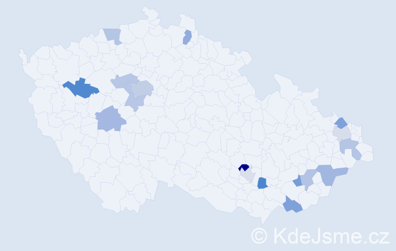 Jméno: 'Rudolfína', počet výskytů 23 v celé ČR