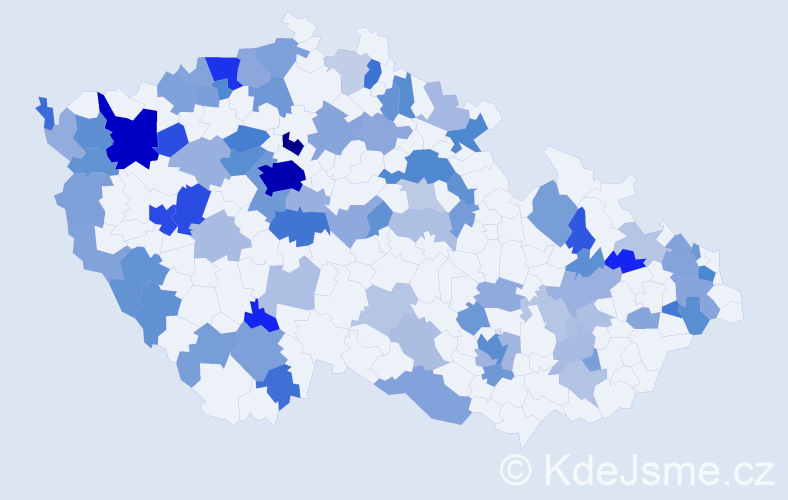 Jméno: 'Angelina', počet výskytů 206 v celé ČR