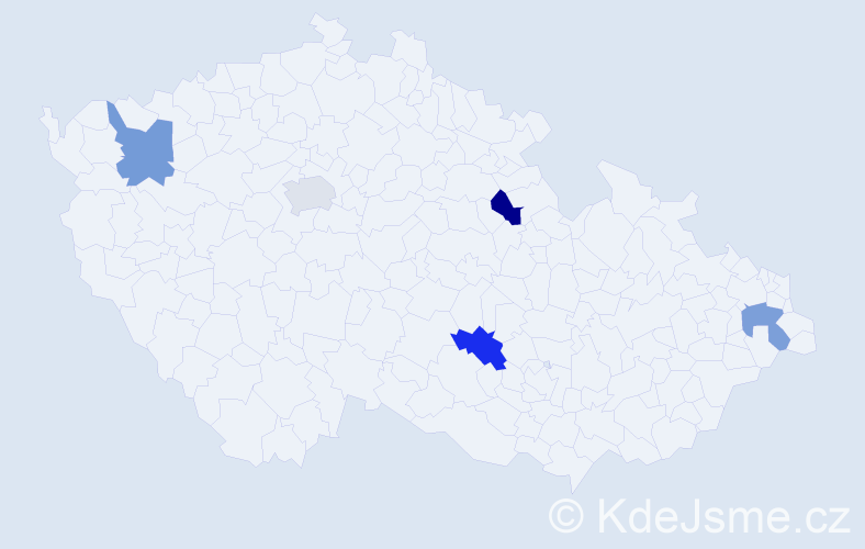 Jméno: 'Petr Ladislav', počet výskytů 5 v celé ČR