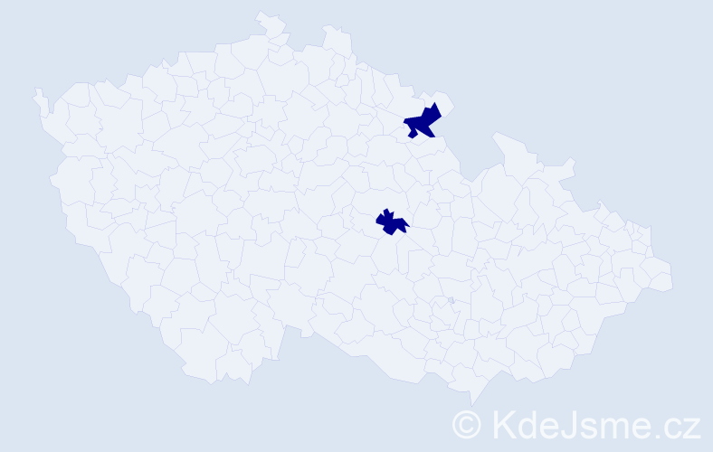 Jméno: 'Sahar', počet výskytů 2 v celé ČR