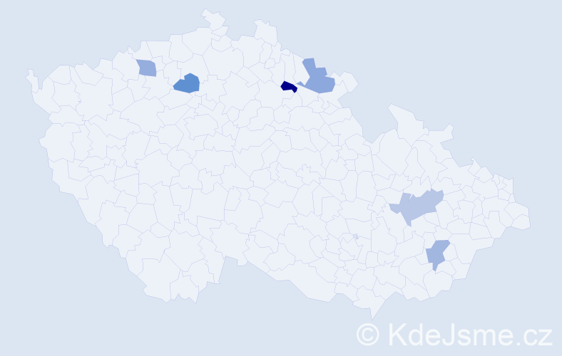 Jméno: 'Valeri', počet výskytů 6 v celé ČR