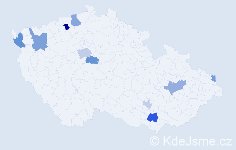 Jméno: 'Claude', počet výskytů 12 v celé ČR