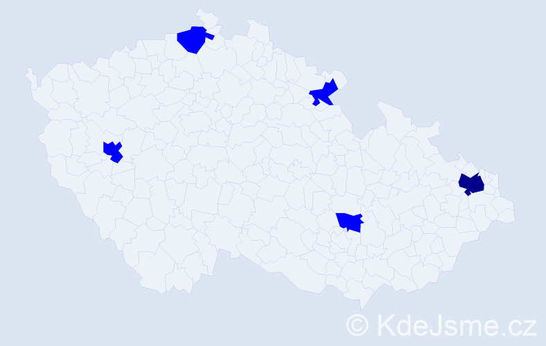 Jméno: 'Mickey', počet výskytů 6 v celé ČR