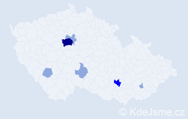 Jméno: 'May', počet výskytů 13 v celé ČR