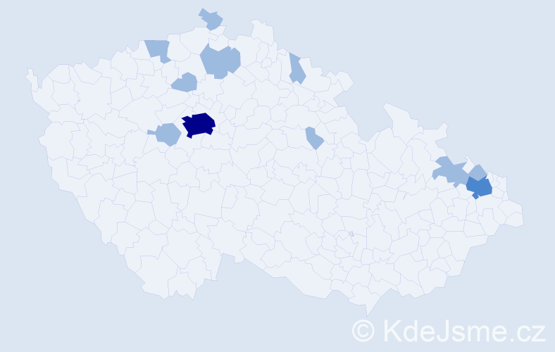 Jméno: 'Vasiĺ', počet výskytů 15 v celé ČR