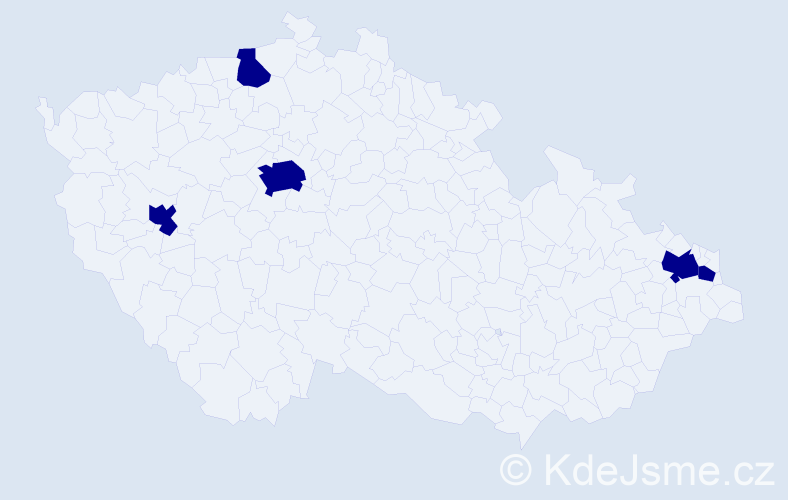 Jméno: 'Jayden', počet výskytů 5 v celé ČR