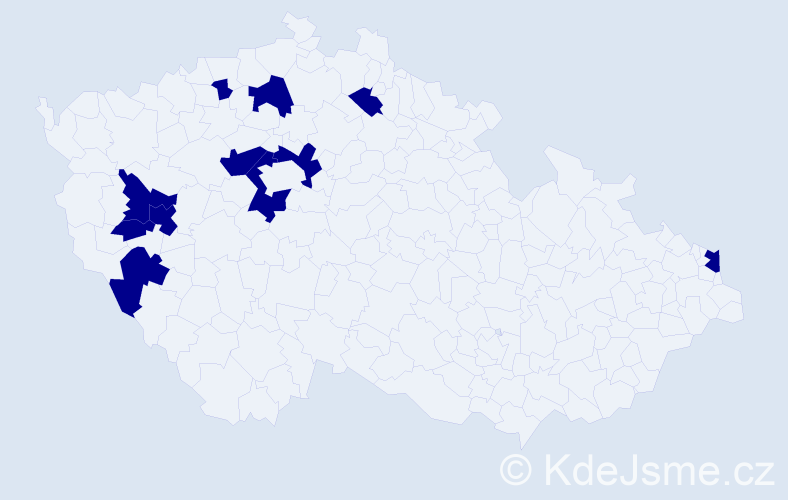 Jméno: 'Mírek', počet výskytů 11 v celé ČR