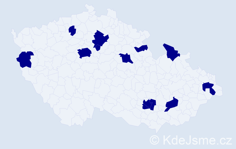 Jméno: 'Tomáš Daniel', počet výskytů 12 v celé ČR