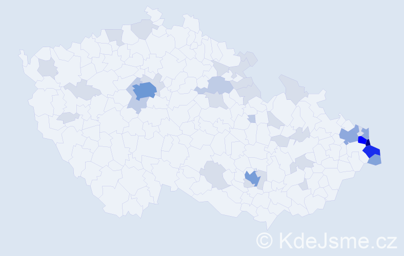 Jméno: 'Joanna', počet výskytů 107 v celé ČR