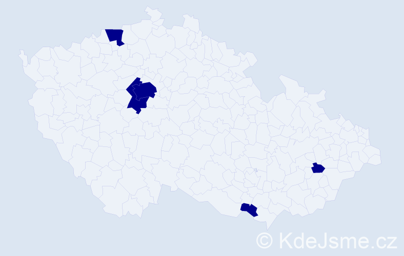 Jméno: 'Miloje', počet výskytů 5 v celé ČR
