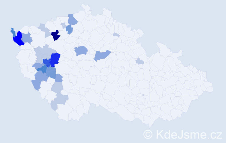 Jméno: 'Ventel', počet výskytů 72 v celé ČR