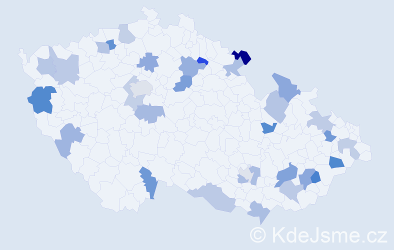 Jméno: 'Odeta', počet výskytů 39 v celé ČR