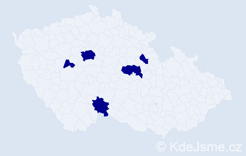 Jméno: 'Jáchym Pavel', počet výskytů 5 v celé ČR