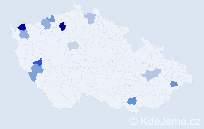 Jméno: 'Juri', počet výskytů 16 v celé ČR