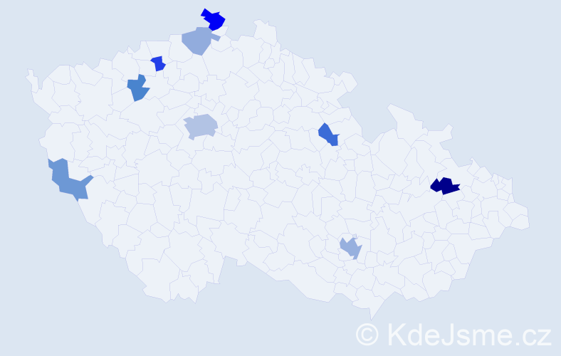 Jméno: 'Thuy Duong', počet výskytů 17 v celé ČR