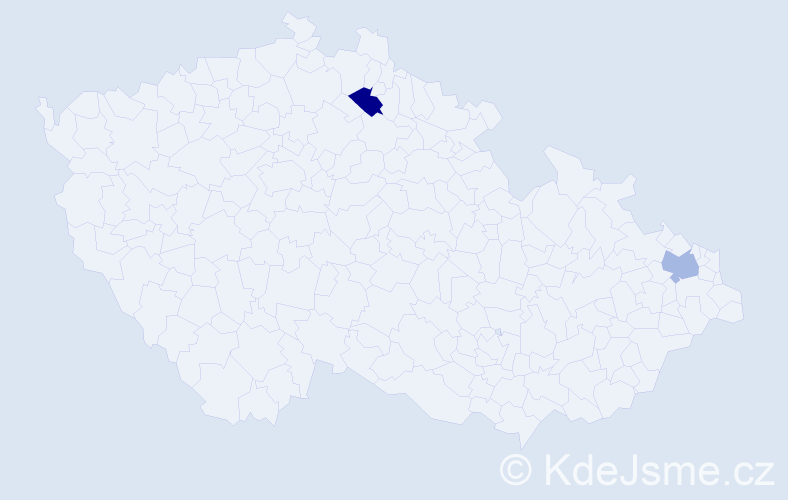 Jméno: 'Jordána', počet výskytů 2 v celé ČR