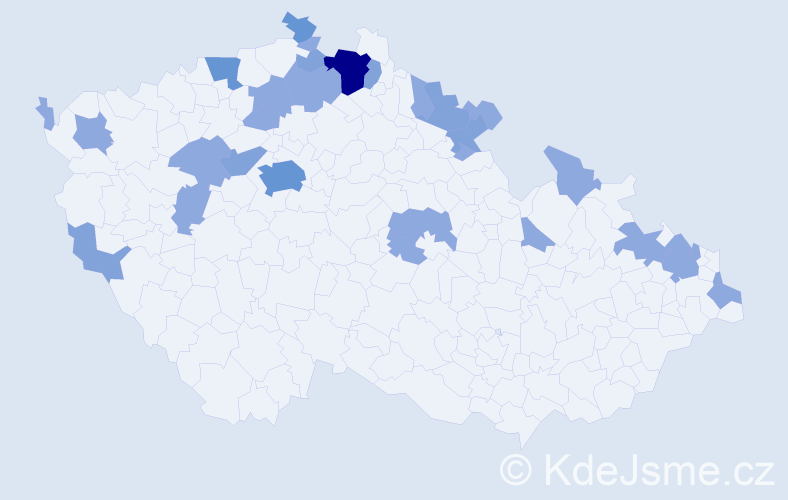 Jméno: 'Voršila', počet výskytů 50 v celé ČR