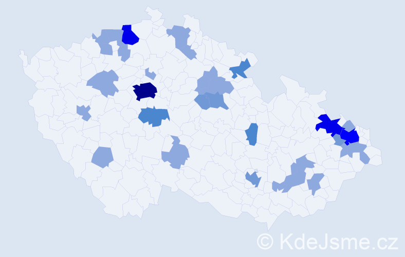 Jméno: 'Janeta', počet výskytů 58 v celé ČR