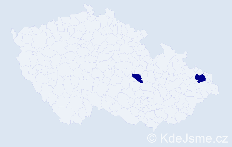Jméno: 'Mikki', počet výskytů 2 v celé ČR
