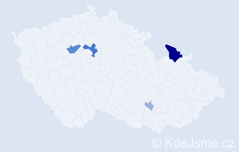 Jméno: 'Mitra', počet výskytů 4 v celé ČR