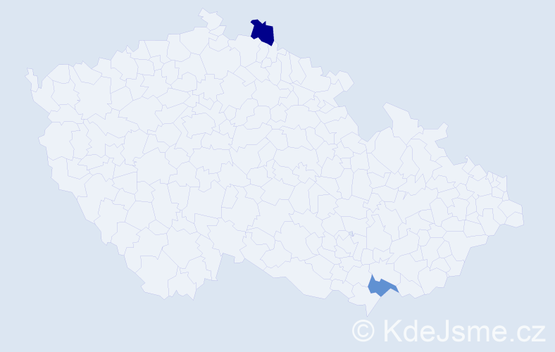 Jméno: 'Nicolas Petr', počet výskytů 2 v celé ČR