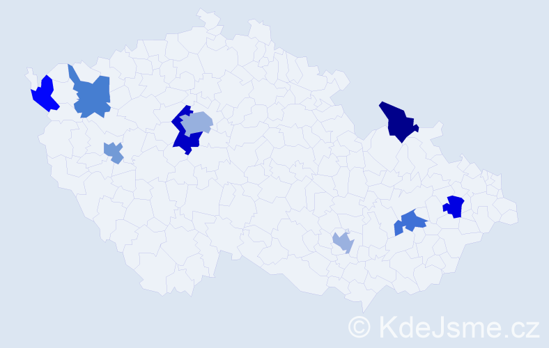 Jméno: 'Slavica', počet výskytů 12 v celé ČR