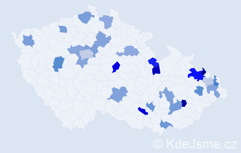 Jméno: 'Megan', počet výskytů 36 v celé ČR
