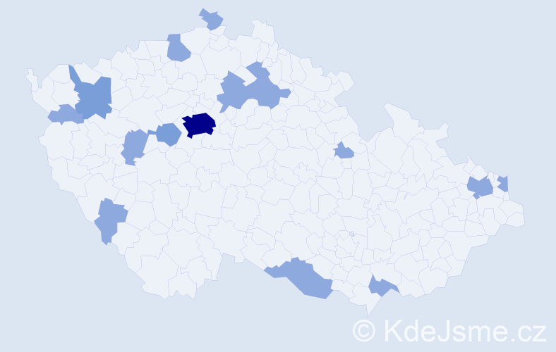 Jméno: 'Kašpar', počet výskytů 24 v celé ČR